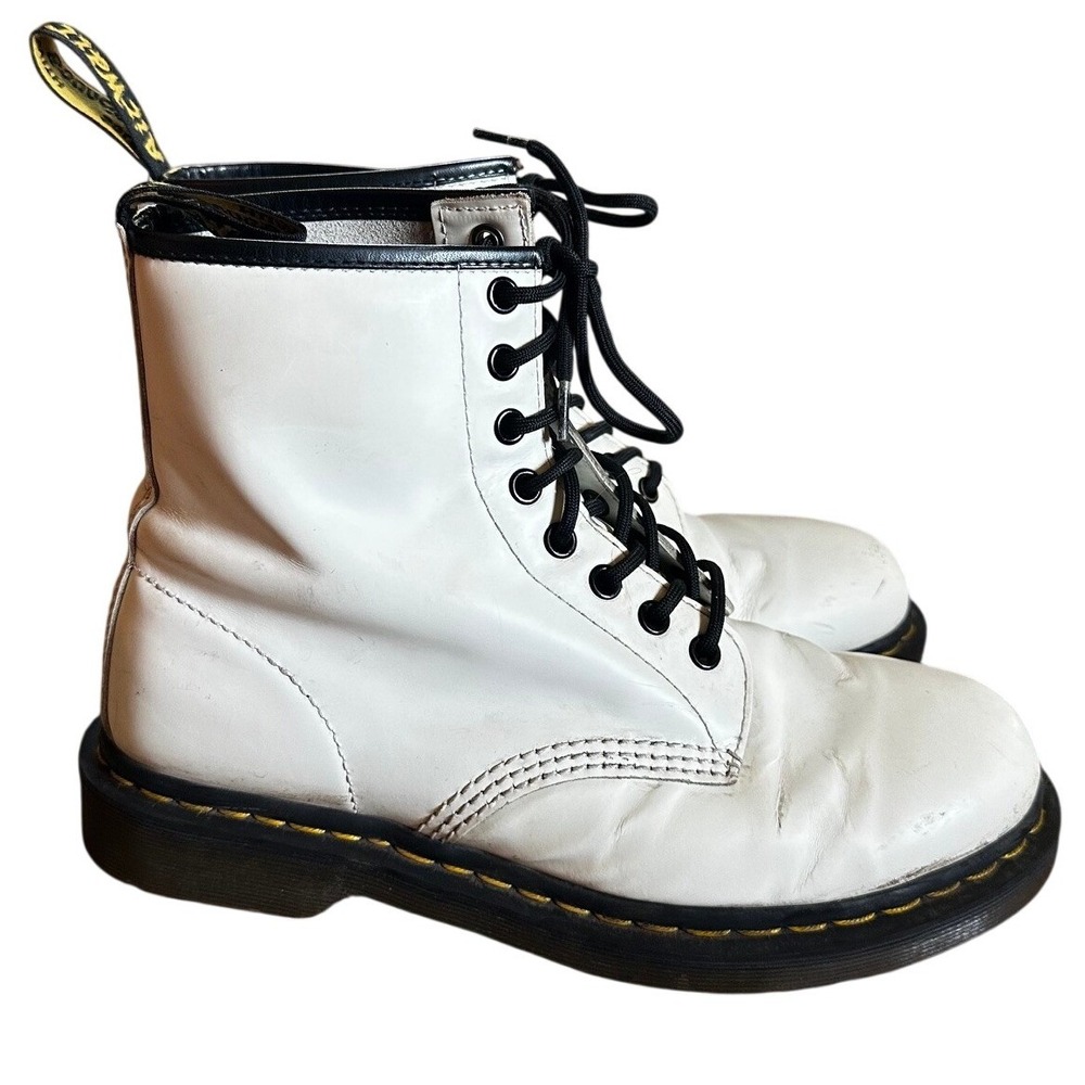 Dr. Martens 1460 White Leather 8 Eye Combat Boots Women's 9
